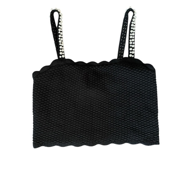 House of Harlow 1960 Tops - House Of Harlow 1960 sz M Cropped Sweater Tank Top Faux Pearls Straps romantic